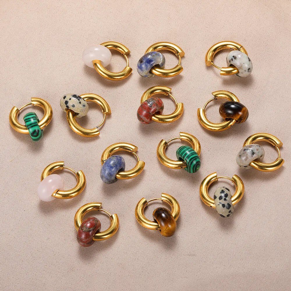 Stone Hoops - B2B - Fein Jewelry